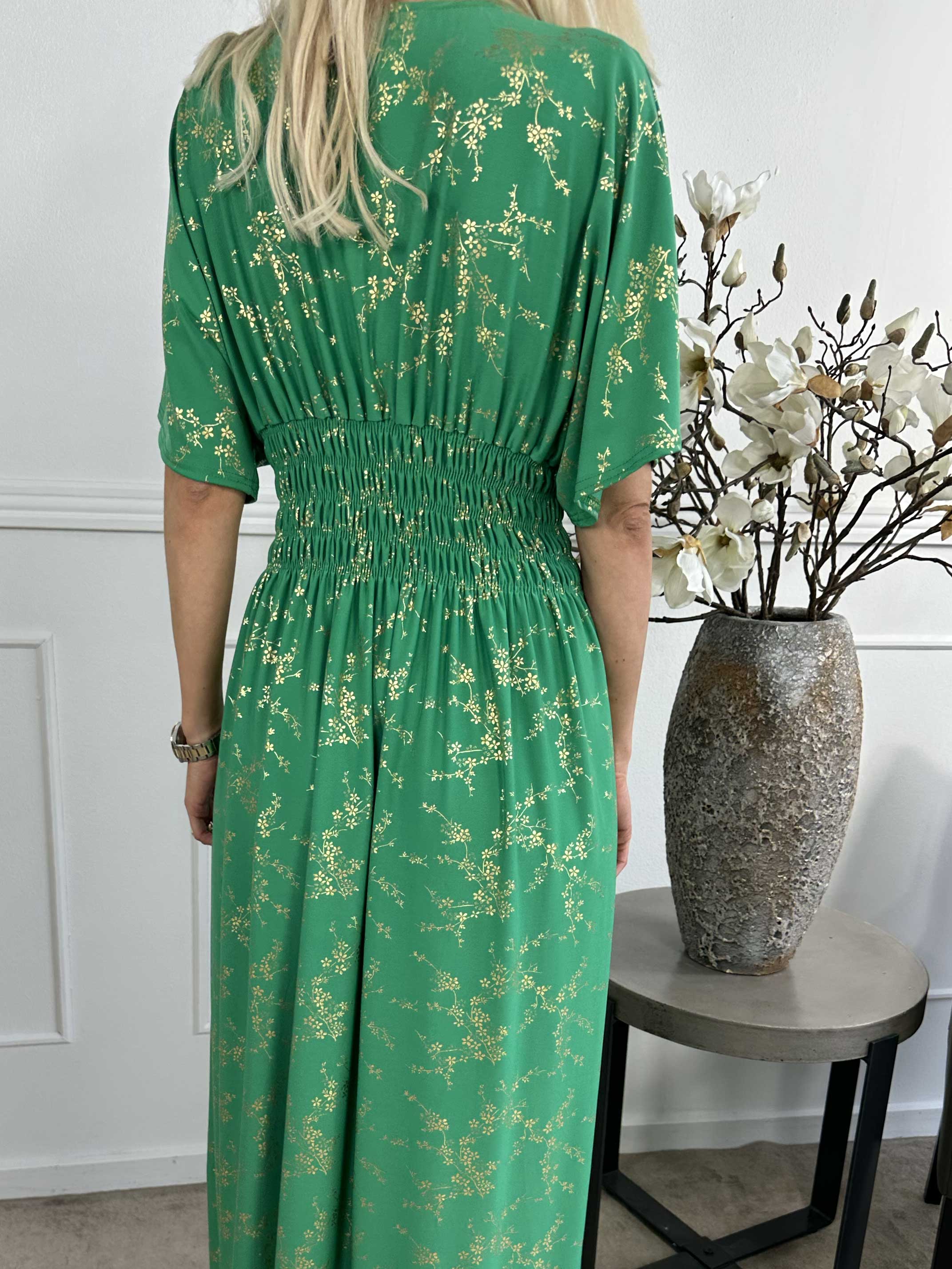 Pams Gold - Ensfarvet kjole i elastisk stof med gulddetaljer